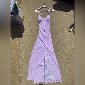 Azazie Lavender Maxi Dress with Button Accents
